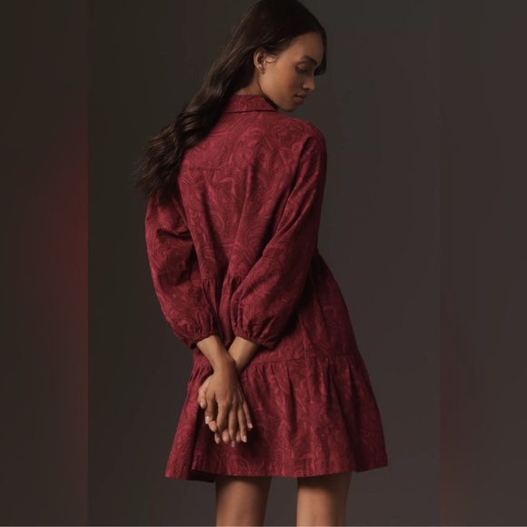 NEW Anthropologie Maeve Bettina Tiered Shirt Dress Brushed Corduroy Button Front - Picture 4 of 16